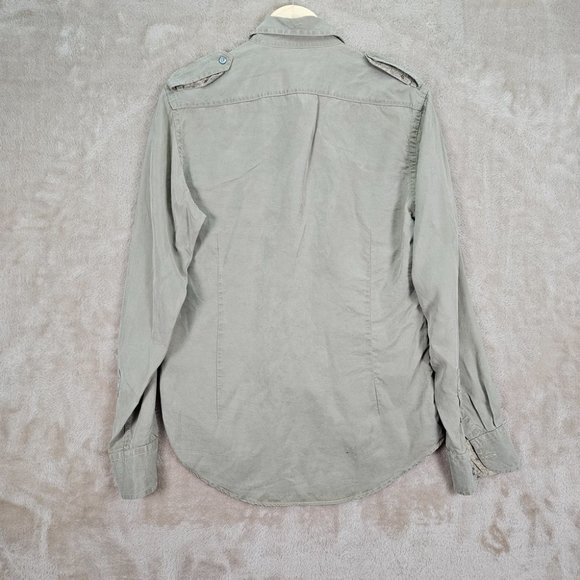 Ted Baker Button-Down Shirt Men's Size 3 Long Sleeve Olive Green Pockets - Picture 2 of 10